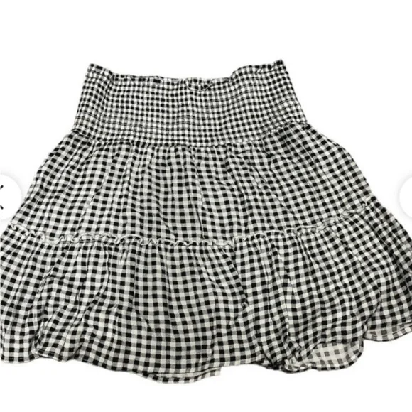 Hippie Rose Skirt Black & White Check XL Elastic waist New no tags - Picture 3 of 14
